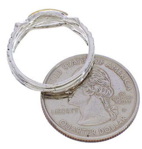 Sterling Silver Yellow Mother Of Pearl Ring Size 5-3/4 WX35228